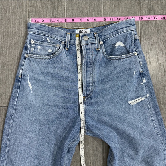 AGOLDE 90s High Rise Loose Fit Jeans Fall Out Wash Distressed Denim 26 A069C-811 - Picture 15 of 16